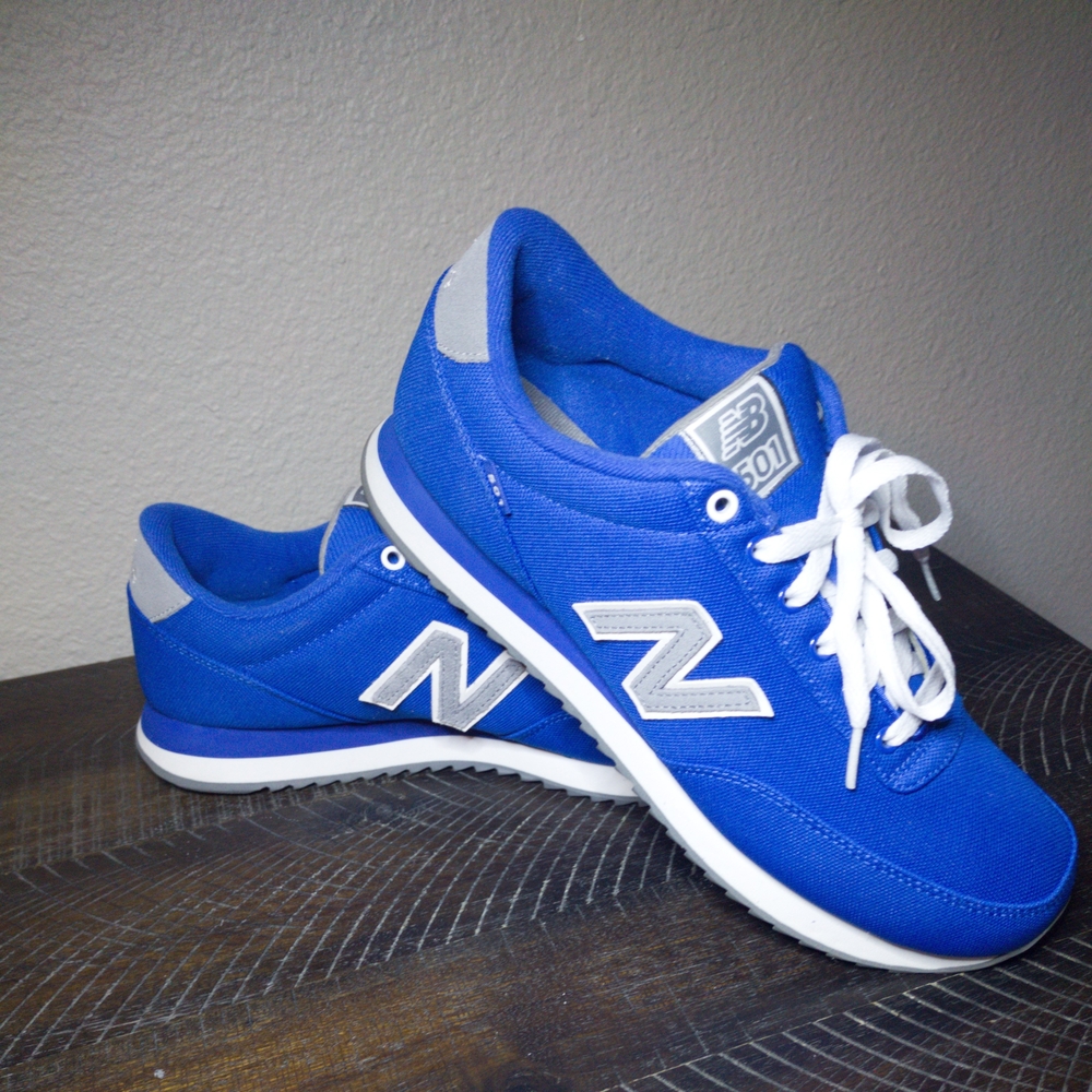 New Balance  501 Blue Gray White Men's Athletic Sneakers